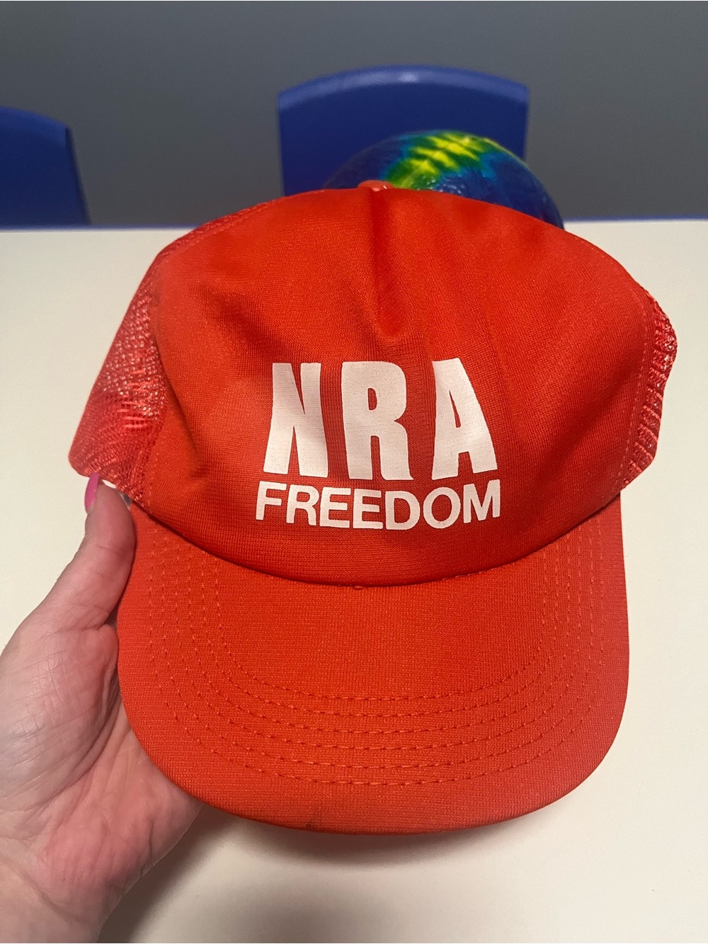 Vintage orange NRA Freedom mesh snap back Cap
